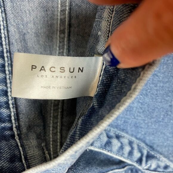 Pac Sun High Waisted Carpenter Blue Jeans Two Tone Women’s Size 26 90s Loose - Picture 7 of 7